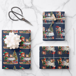 Feuille De Papier Cadeau Elf Christmas Tea Party Enfants