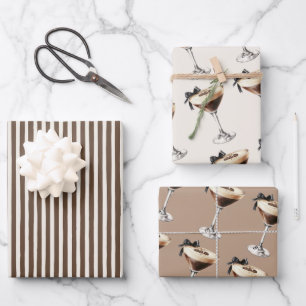 Feuille De Papier Cadeau Emballage à nœud noir Vintage Espresso Martini