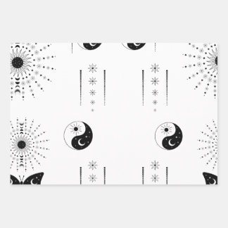 Feuille De Papier Cadeau Emballage minimaliste noir et blanc