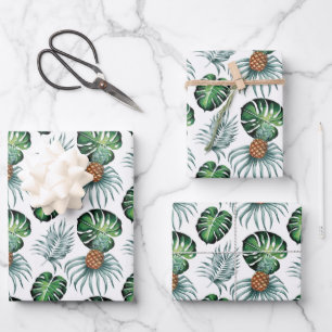 Feuille De Papier Cadeau Emballage - Monstera / Ananas