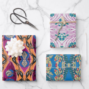 Feuille De Papier Cadeau Empreinte de fleurs botaniques EA Séguy