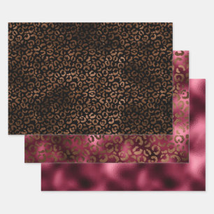 Feuille De Papier Cadeau Empreinte de léopard Brown de la Bourgogne noire