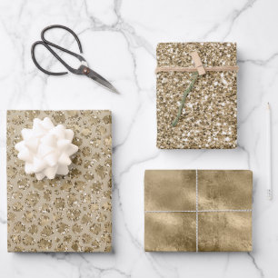 Feuille De Papier Cadeau Empreinte de léopard de crème de Parties scintil