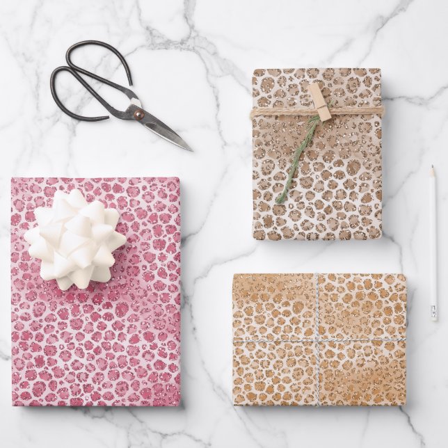 Feuille De Papier Cadeau Empreinte de léopard de Parties scintillant Fille  (Recto)