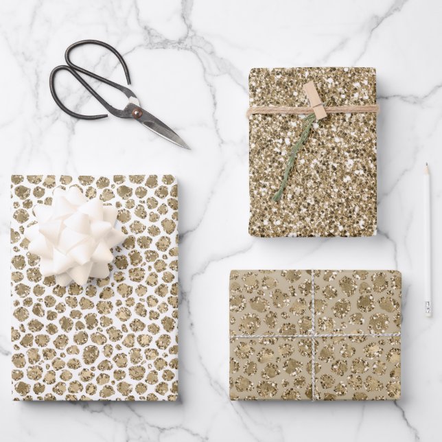 Feuille De Papier Cadeau Empreinte de léopard Glitz de Parties scintillant  (Recto)