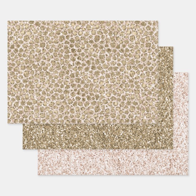 Feuille De Papier Cadeau Empreinte de léopard parties scintillant Gold Blus (Lot)
