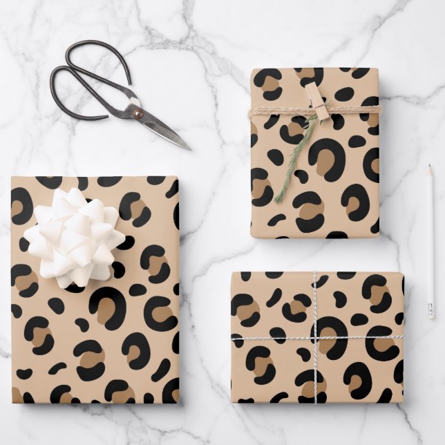 Feuille De Papier Cadeau Empreinte de léopard, Spots, Leopard Brown (Recto)