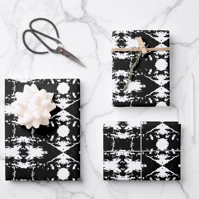 Feuille De Papier Cadeau Empreinte Noire Cookie Tree Bark Motif (Recto)