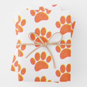 Feuille De Papier Cadeau Empreinte vintage de chien gris