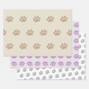 Feuille De Papier Cadeau Empreintes de pattes Trois conceptions