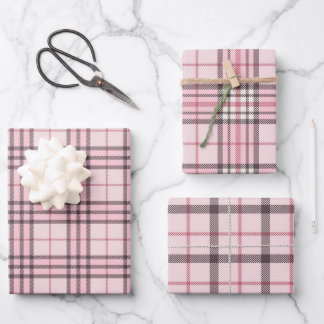 Feuille De Papier Cadeau En vichy de buffle rose en série 3