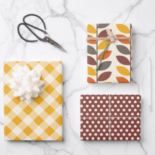 Feuille De Papier Cadeau En vichy d'or de récolte
