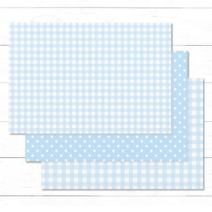 Feuille De Papier Cadeau En vichy et Pois Bleu Bébé.