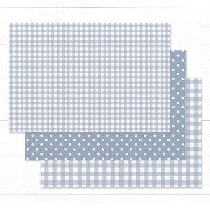 Feuille De Papier Cadeau en vichy Pois Dusty Blue Mix and Match