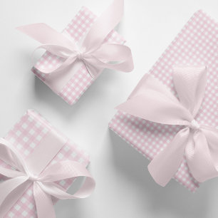 Feuille De Papier Cadeau En vichy rose pâle et blanc