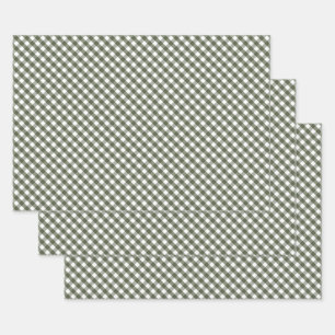 Feuille De Papier Cadeau En vichy vert olive