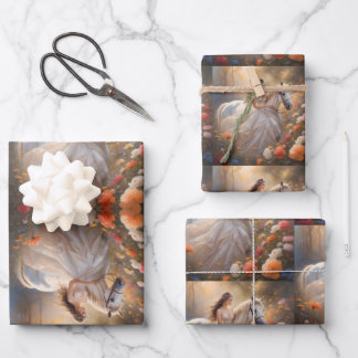 Feuille De Papier Cadeau Enchanted Bride et Her Steed.