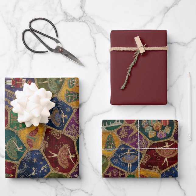 Feuille De Papier Cadeau Enchanted Nutcracker Ballet Christmas (Recto)