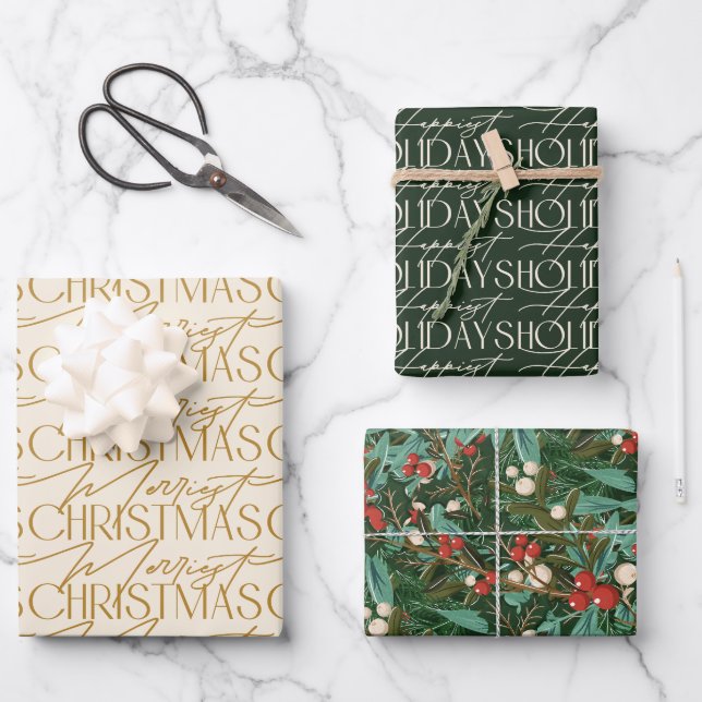 Feuille De Papier Cadeau Enchanter Classic Élégance Noël (Recto)