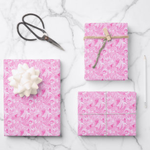 Feuille De Papier Cadeau Encre à alcool rose et blanc 