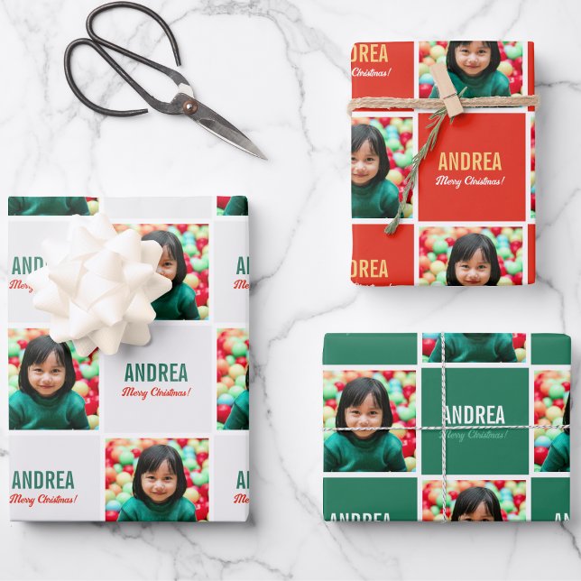 Feuille De Papier Cadeau Enfant fille garçon Photo personnalisée et nom de  (Créateur téléchargé)