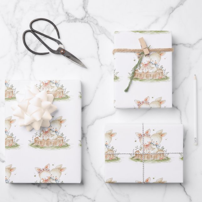 Feuille De Papier Cadeau Enfant Valentine Bunny Amour (Recto)