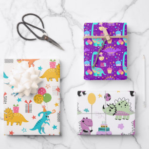 Feuille De Papier Cadeau Enfants Dinosaur Anniversaire