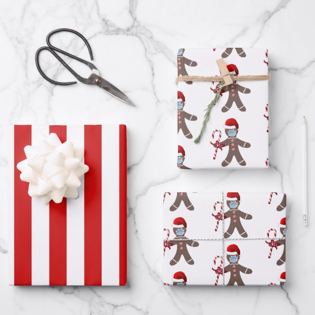 Feuille De Papier Cadeau Enfants mignonne Noël Pain d'épice Homme Motif (Recto)
