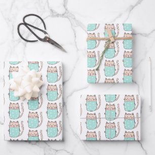 Feuille De Papier Cadeau Enfants Motifs chats mignons