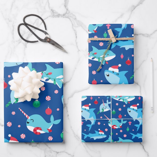 Feuille De Papier Cadeau Enfants sous la mer (Recto)