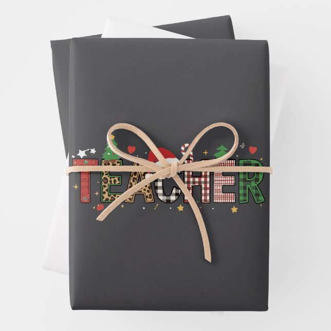 Feuille De Papier Cadeau Enseignant Alphabet de Noël Enseignants Cadeau Étu (En situation)