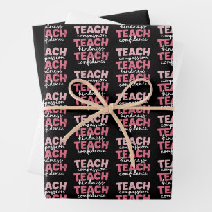 Feuille De Papier Cadeau Enseigner la vie mignonne de l'enseignant Éducatio