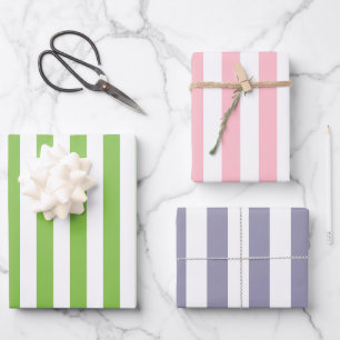 Feuille De Papier Cadeau Ensemble à motifs rayés Pastel Printemps