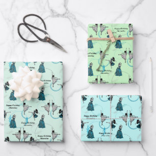 Feuille De Papier Cadeau Ensemble cadeau de danseurs modernes personnalisés