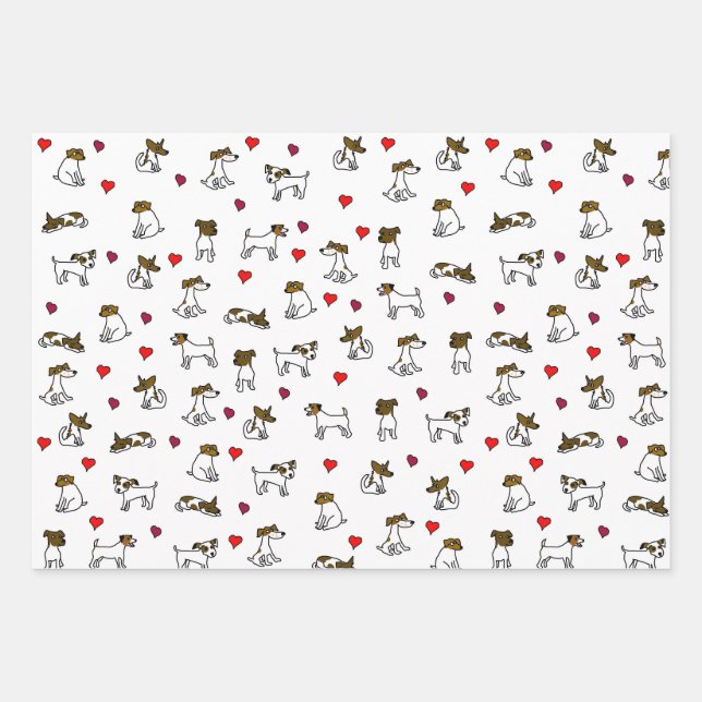 Feuille De Papier Cadeau Ensemble cadeau Jack Russell Terrier Cartoon (Devant)