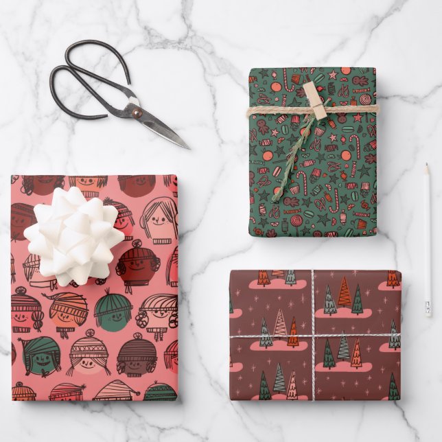Feuille De Papier Cadeau Ensemble cadeau pour enfants d'hiver (Recto)