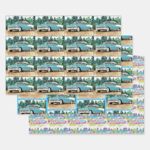 Feuille De Papier Cadeau Ensemble d'art Chevy 1956