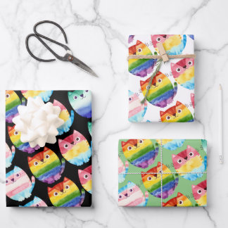 Feuille De Papier Cadeau Ensemble de 3 chats de la fierté