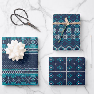 Feuille De Papier Cadeau Ensemble de 3 papiers d'emballage tricotés