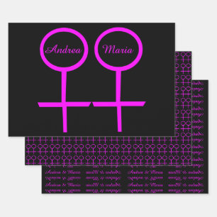 Feuille De Papier Cadeau Ensemble de enveloppes personnalisées pour lesbien