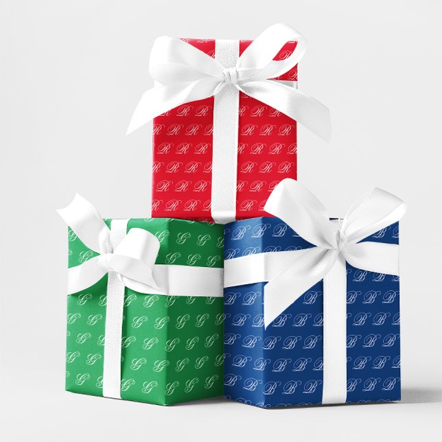 Feuille De Papier Cadeau Ensemble de monogramme de calligraphie classique é (Fancy Classic Calligraphy Monogram Set Wrapping Paper Sheets)