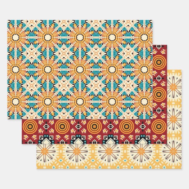 Feuille De Papier Cadeau Ensemble de Motifs amérindiens tribaux sans fil No (Lot)