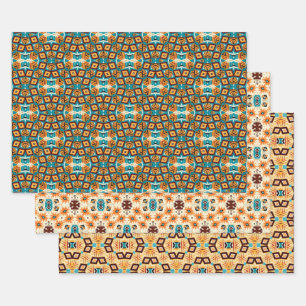 Feuille De Papier Cadeau Ensemble de Motifs tribaux amérindiens sans fil No