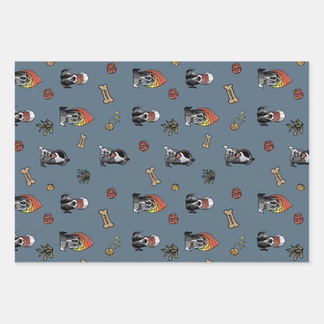 Feuille De Papier Cadeau Ensemble d'enlèvement de chien de fête (Devant 3)