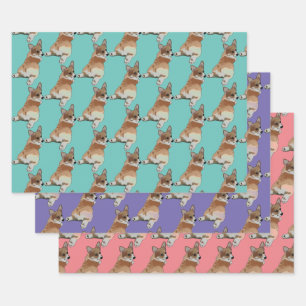 Feuille De Papier Cadeau Ensemble d'enveloppes Cadeau Corgi