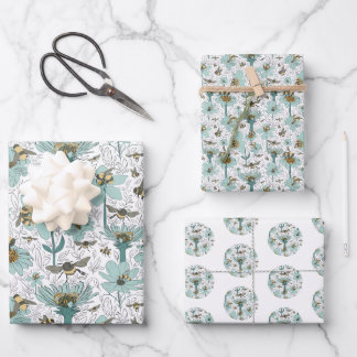 Feuille De Papier Cadeau Enveloppe cadeau aux abeilles bourrées