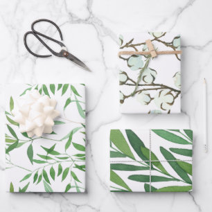 Feuille De Papier Cadeau Enveloppe Cadeau Botanique De Verdure - Ensemble D