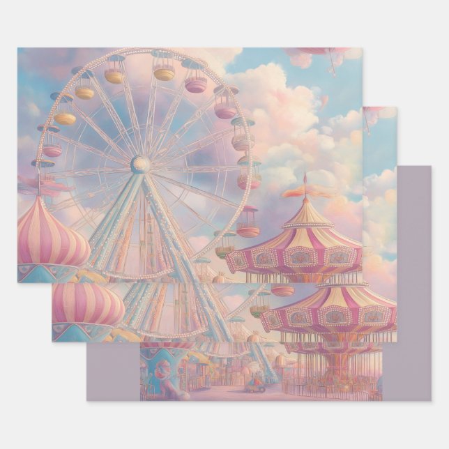 Feuille De Papier Cadeau Enveloppe cadeau Carnaval Pastel (Lot)