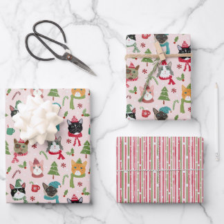 Feuille De Papier Cadeau Enveloppe cadeau de chats de Noël