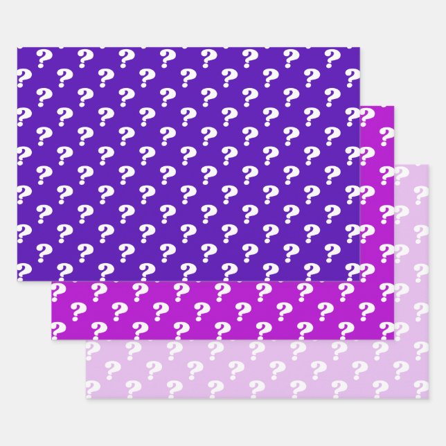 Feuille De Papier Cadeau Enveloppe cadeau mauve et blanche (point d'interro (Lot)